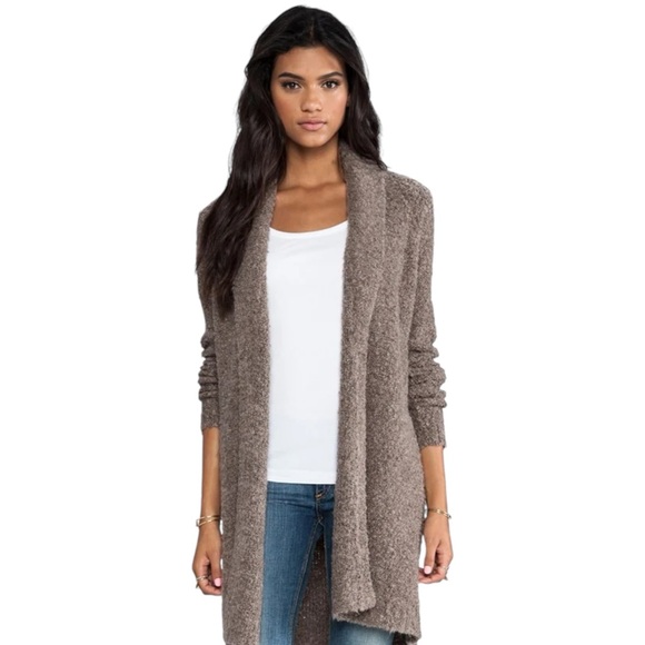 JOIE Wool Shawl Boucle Open Long Cardigan Sweater - Picture 3 of 9